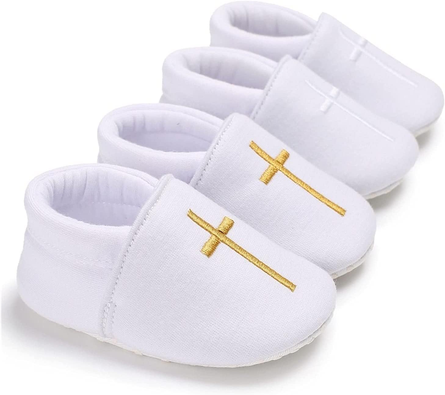 Baby Baptism Shoes for Boys Girls - White Christening Easter Shoes with Embroidered Cross, Great for Baptism Outfit image number 5