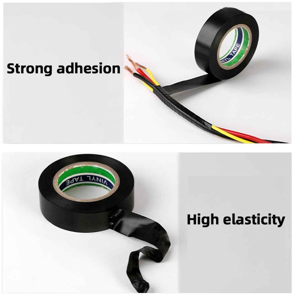 Skycabin Black PVC Electrical Insulation Tape Adhesive Electrical Tape Perfect for Electric Insulating Wire Wrapping,Home DIY, Repairs, Electrical, Automotive and Equipment image number 6