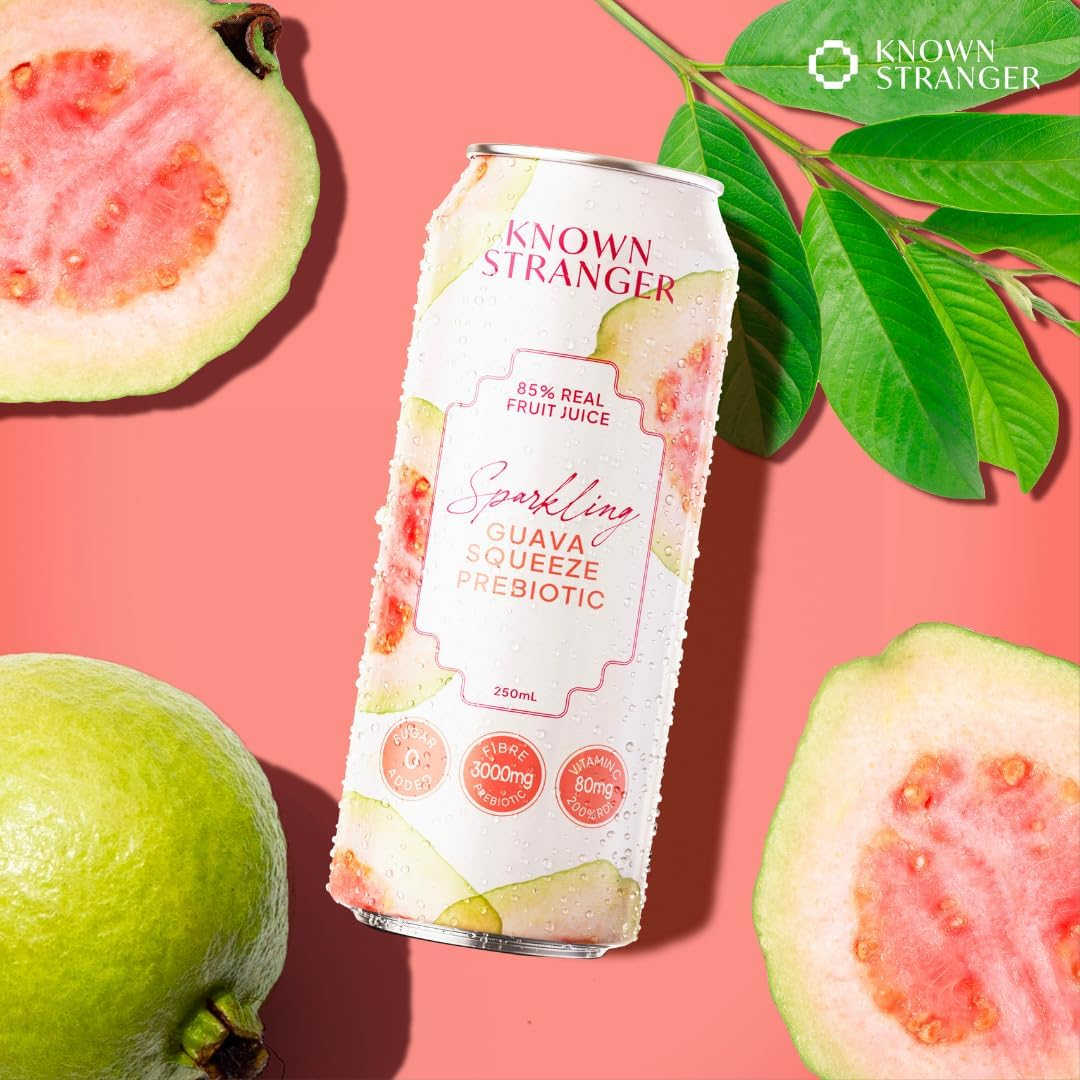 Known Stranger Prebiotic Sparkling Juice | Mixed Pack | 24 X 250Ml Can. 6 Flavours X 4 Cans Each, Guava Squeeze, Passionfruit Bliss, Mango Moment, Watermelon Rush, Custard Apple Fizz, Citrus & Honey image number 2