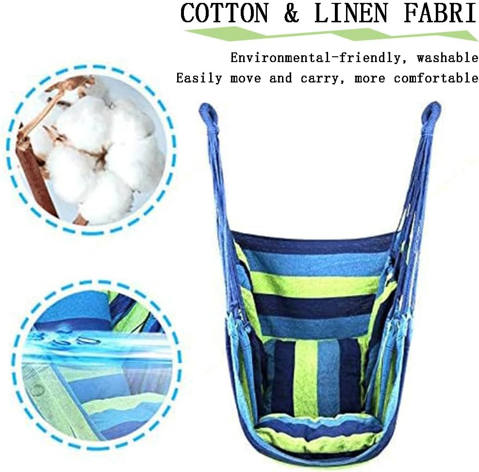 Hammock Chair Swing, 200Kg Capacity Hanging Rope Chair for Indoor & Outdoor, Sturdy Cotton Weave, Perfect for Bedroom, Patio, Porch, and Garden image number 6