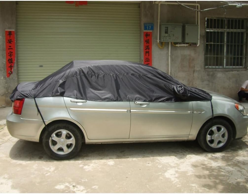 ULTECHNOVO XL Waterproof Car Half Cover 132 Inch Sunshade Rain Cover Shield Front Window Protector for Convertible Weatherproof Car Shield