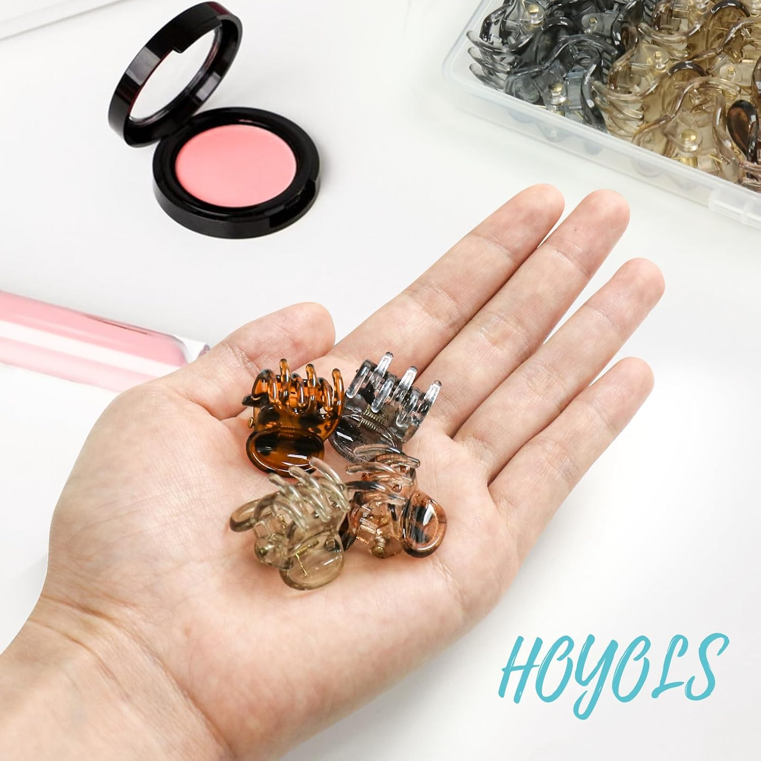 HOYOLS 36 Pcs Small Tortoise Hair Claw Clips, Mini Half up Plastic Hairclips for Women Girls, Strong Grip Non-Slip Jaw Clips for Thin Short Hair (Amber Glow Mix Color) - Amber Glow Mix image number 2