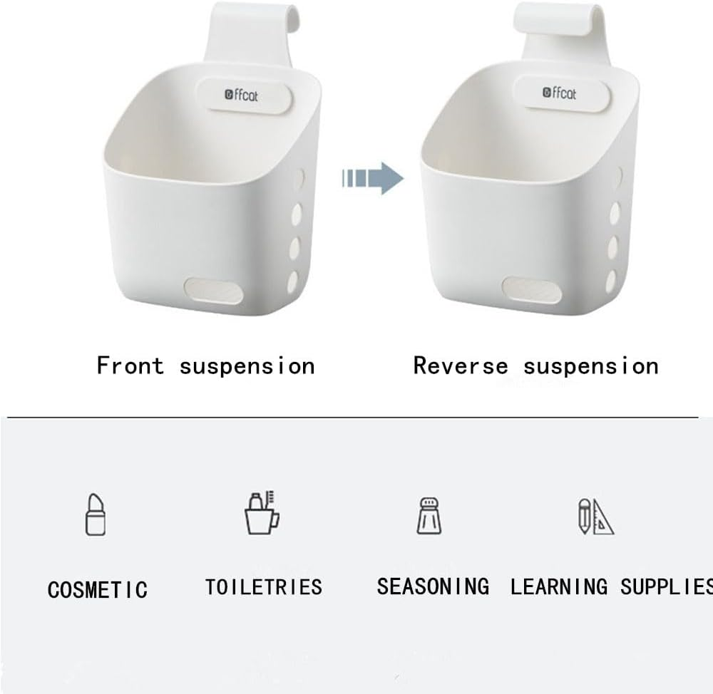 Hanging Basket Kitchen Storage Basket,2Pcs Large Plastic Hanging Basket, Wall Hanging Kitchen Storage Basket,Plastic Space Saving Hanging Basket,Storage Containers Hanging Storage Basket,Large Grey image number 4