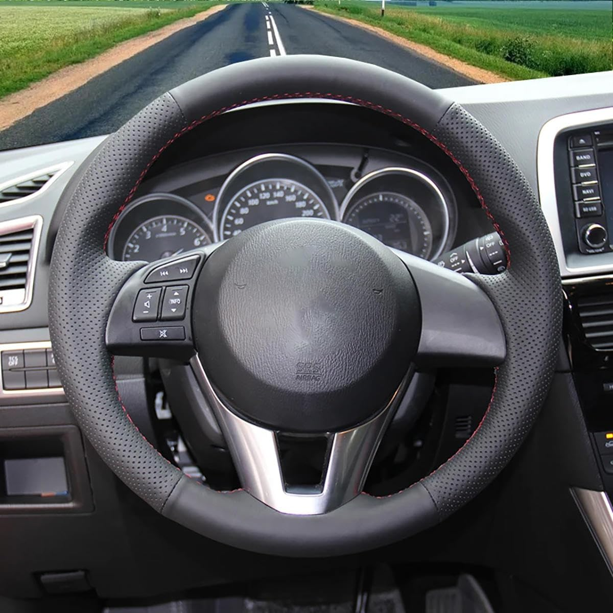 Fit for Mazda CX-5 (KE) 2012-2017,Stitch Steering Wheel Cover,Car Wheel Cover Black,Steering Wheel Leather Wrap,Car Accessories image number 3