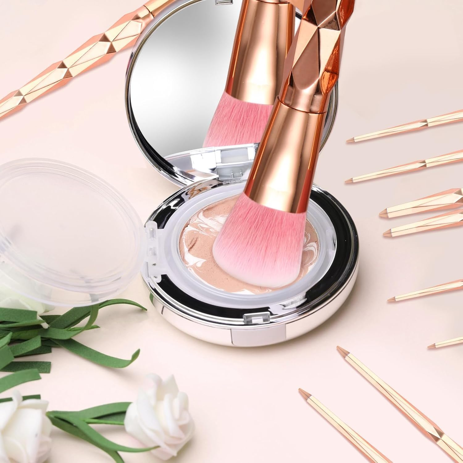 Start Makers 10PCS Makeup Brushes Set Soft Bristles Foundation Brush Make up Brushes Eyeshadow Blush Contour Lip Travel Makeup Brushes image number 4