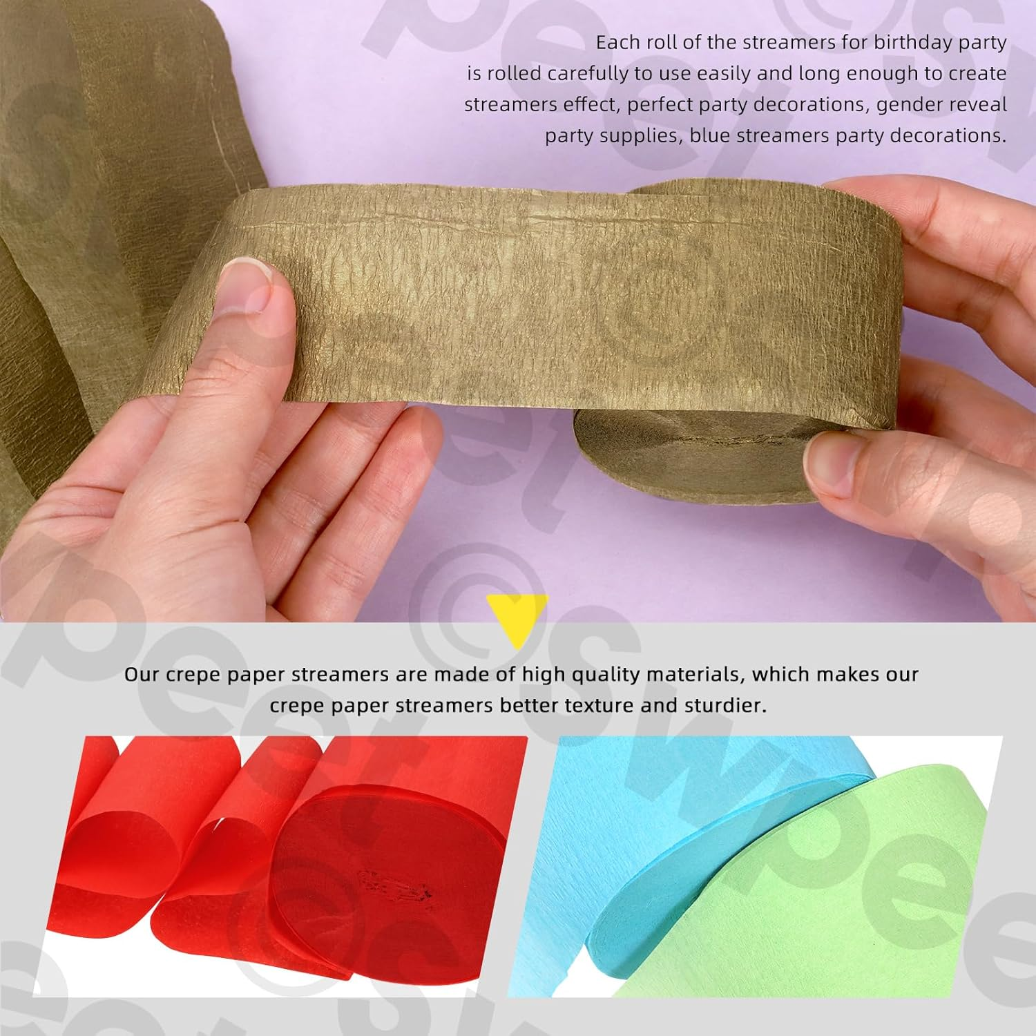 Swpeet 12 Rolls 12 Colors Crepe Paper Streamers 1.77 Inch Wide per Roll Assortment Kit, Party Decorations Streamer for Wedding Streamers Birthday Decorations Baby Shower Graduation DIY Supplies image number 4