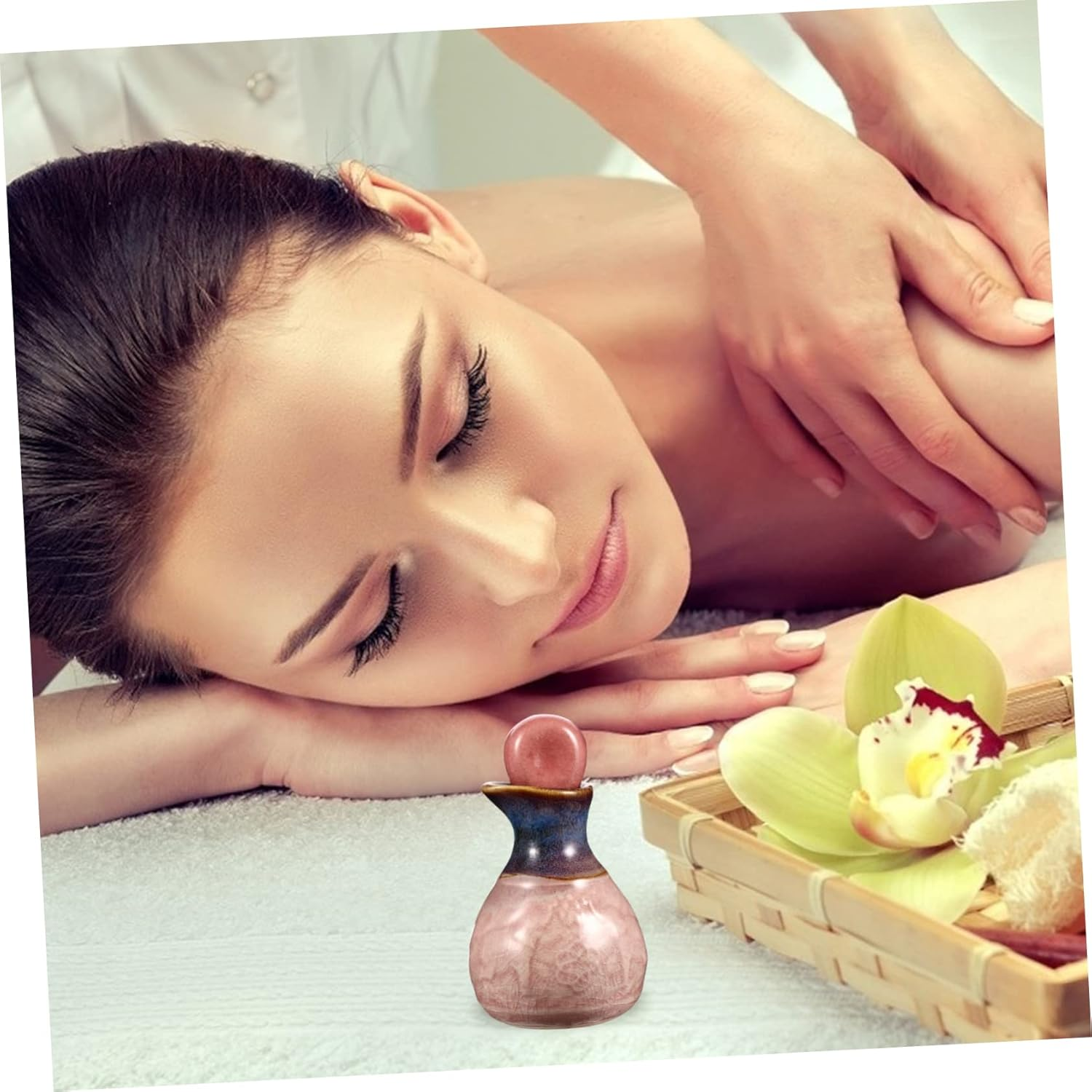 Small Essential Oil Perfume Bottle Dripping Stopper Decor Ceramic Travel Aromatherapy Bottle image number 1