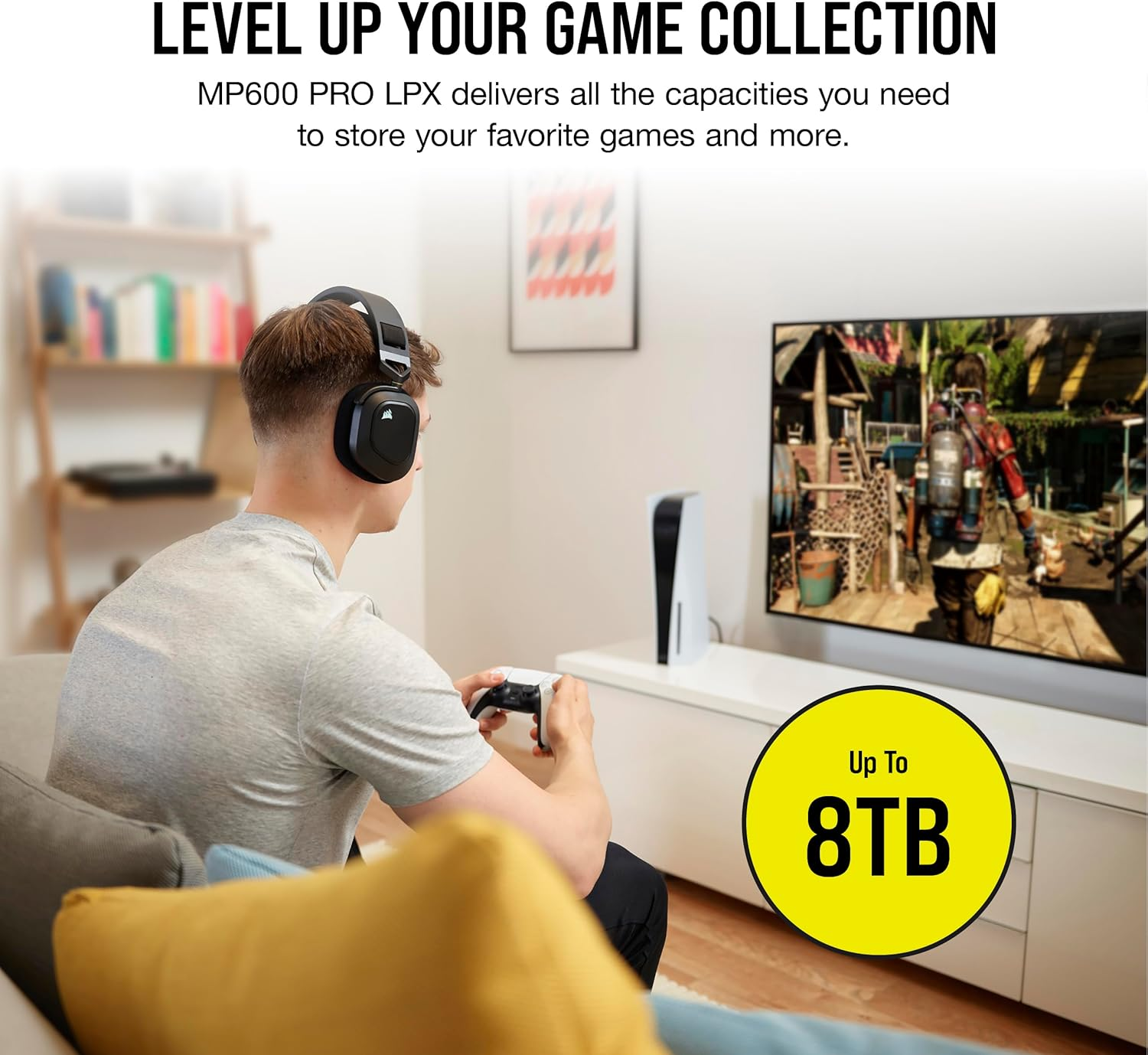 CORSAIR MP600 PRO LPX 8TB M.2 Nvme Pcie X4 Gen4 SSD - Optimised for PS5 (Up to 7,000Mb/Sec Sequential Read & 6,100Mb/Sec Sequential Write Speeds, High-Speed Interface, Compact Form Factor) Black image number 2