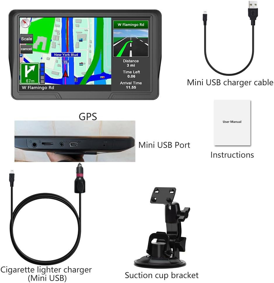 9 Inch Bluetooth GPS Navigation for Cars Australia, Stand on Car Dashboard Sat Nav for Trucks Lorry Maps Updates POI Postcode Search image number 2