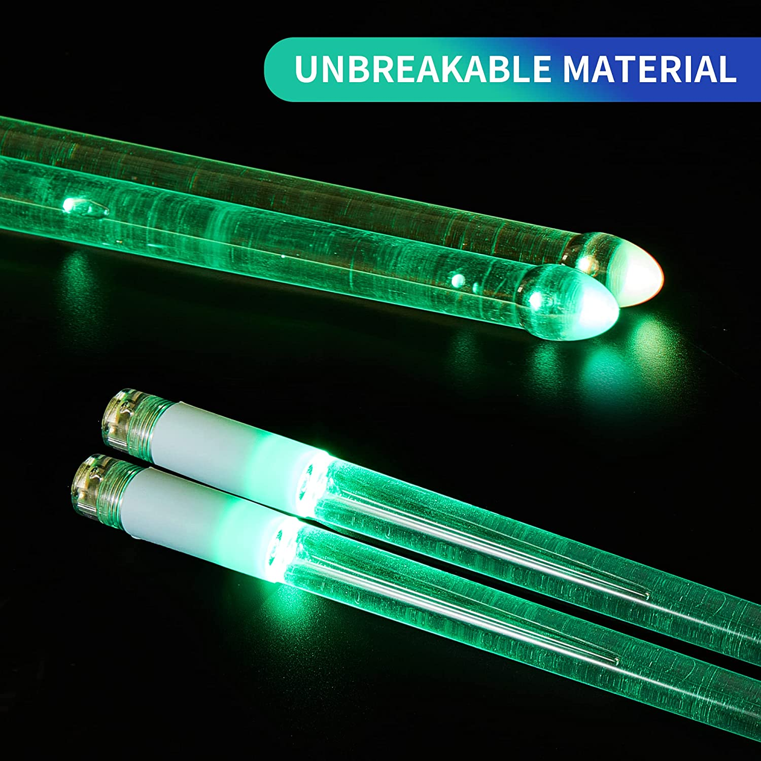 Rechargeable 15 Color Changing LED Light up Drum Sticks with Storage Bag, Glow in the Dark Drumsticks, Drummer Gifts Glow Plastic Drum Sticks for Adults,Personalized Drumsticks（２Pcs／Pack） image number 2