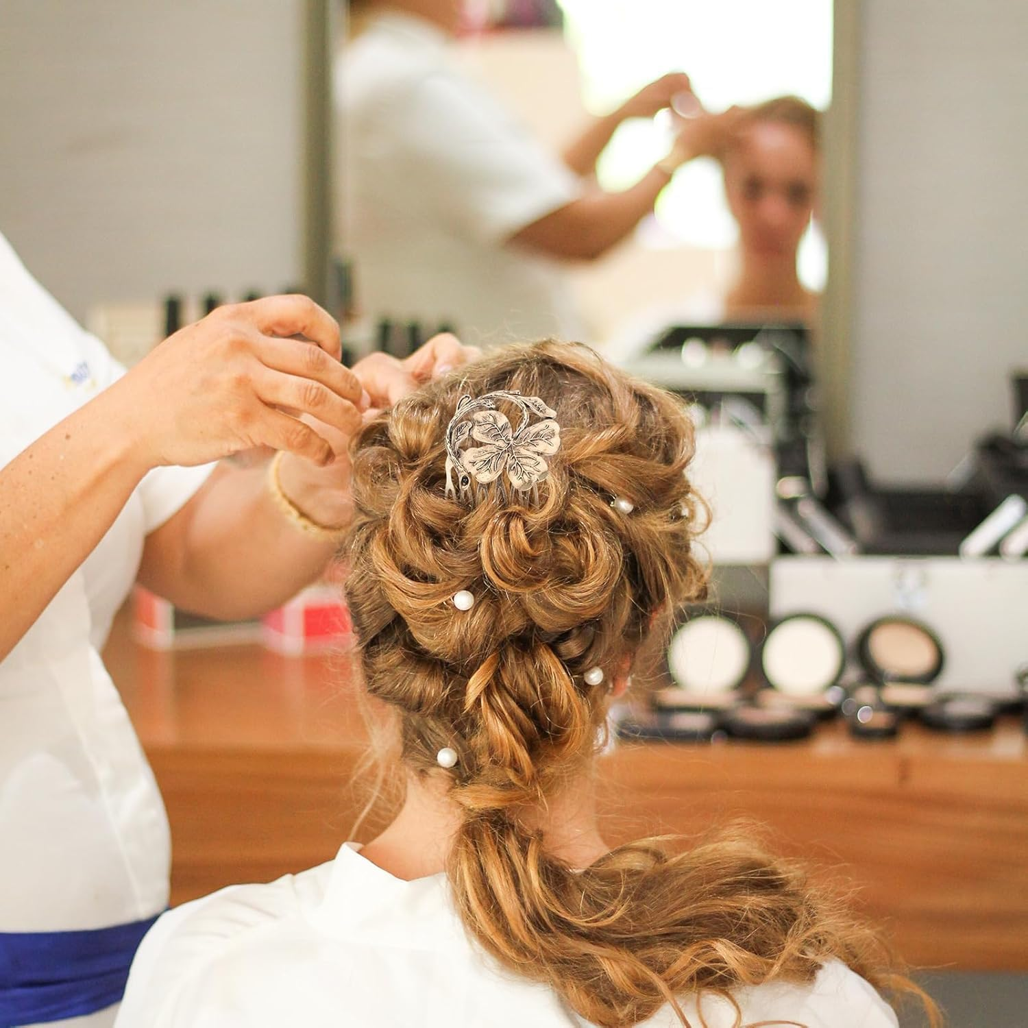 5Pcs Vintage Hair Side Combs Retro Diamonds Hair Comb Barrette French Hair Pin Decorative Hair Combs Women Fashion Flower Girls Accesories for Wedding Accessories (Gookin, One Size) image number 5