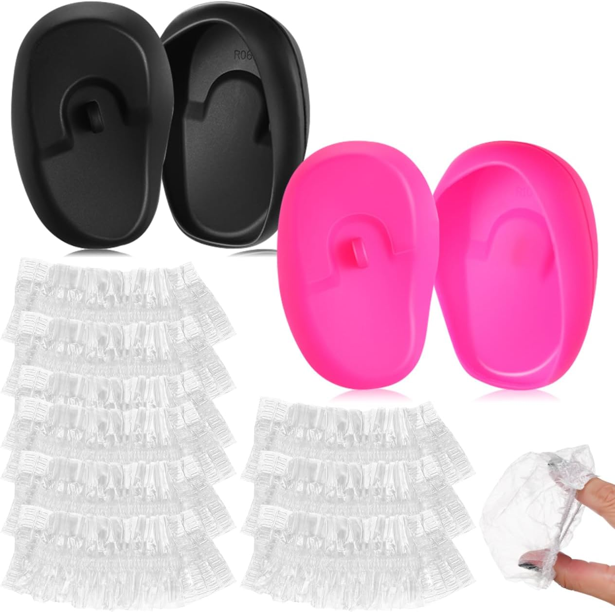 2Pairs Silicone Ear Covers for Shower and Hair Dye Protection Ear Caps for Bathing Hairdressing and Ear Care Soft Ear Protectors image number 1