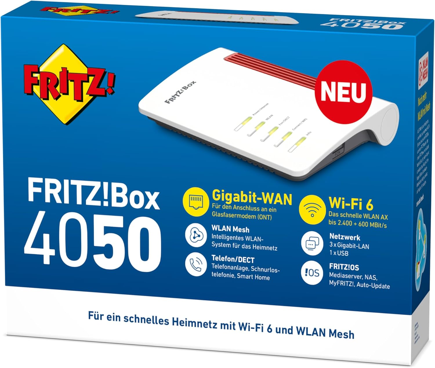 AVM FRITZ Box 4050: Wi-Fi 6 Router, AX, 2.4Ghz/5Ghz, 4X Gigabit LAN, DECT, Media Server image number 2