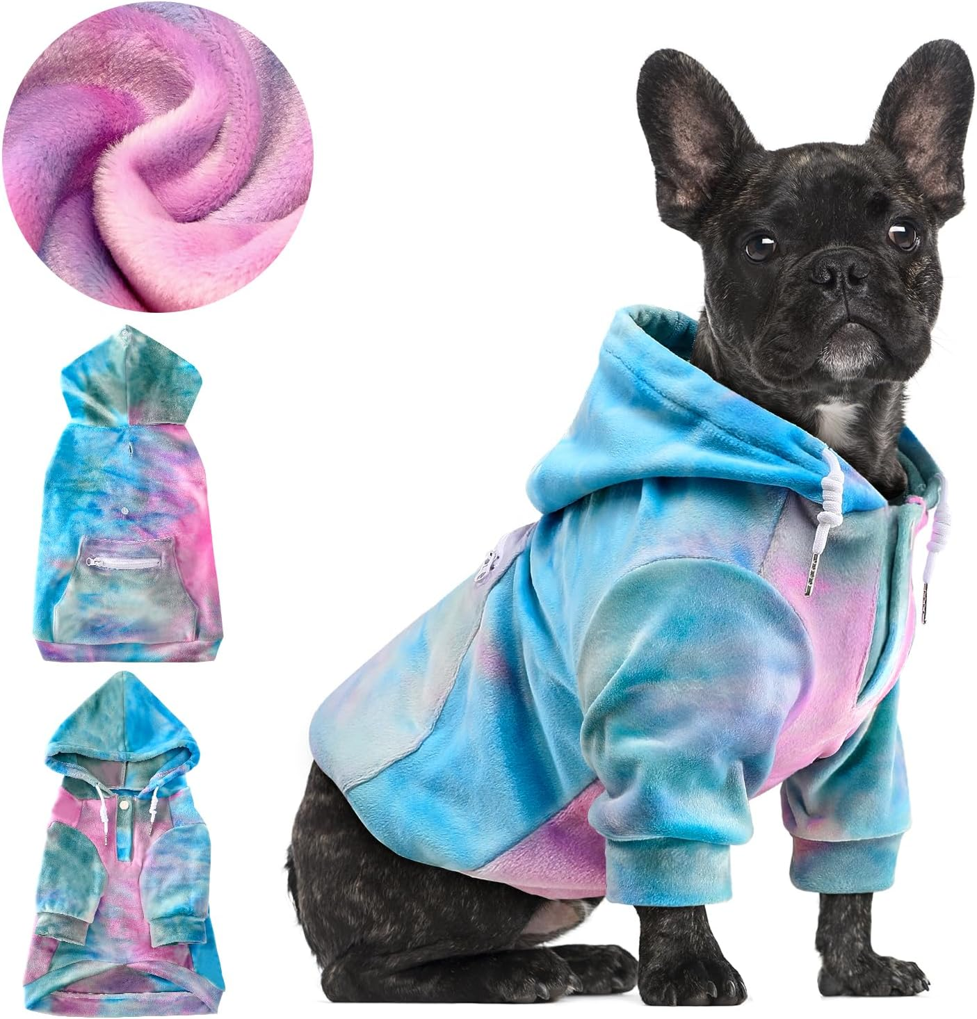 Slowton Dog Hoodie for Small Dogs, Flannel Pet Clothes, with Leash Portal and Pocket, Warm Sweater for Puppy Cat, Premium Quality Sweatshirt, Comfort and Fit, for All Breeds, Pink, X-Large image number 3