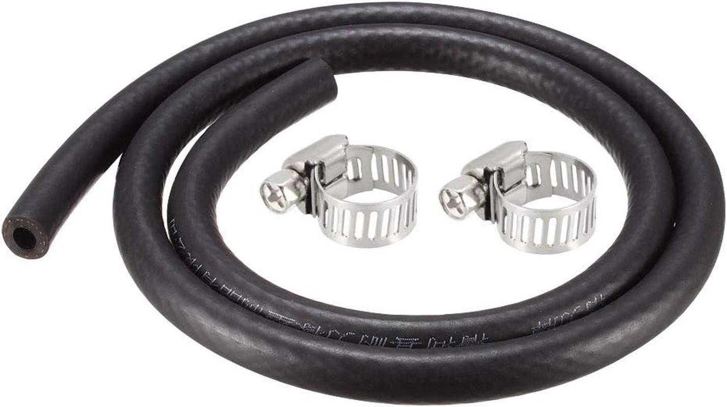 Uxcell Fuel Line Fuel Hose Rubber 6Mm I.D. 0.9M/2.95FT Diesel Petrol Hose Engine Pipe Tubing with 2 Clamps image number 1