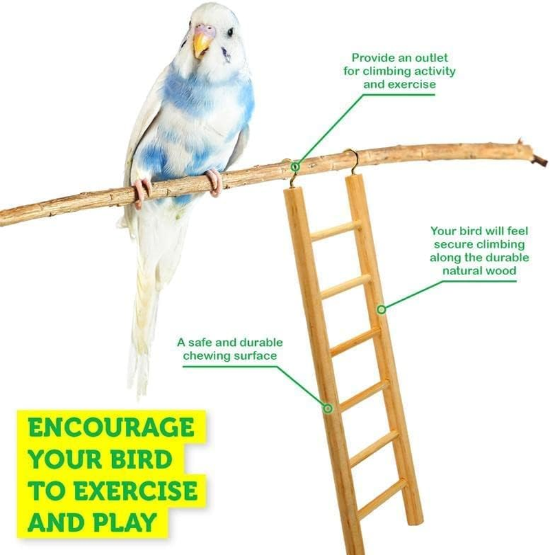 [6PCE] Pet Basic Natural Wooden Ladder Bird Toy, Interactive Wooden Ladder Bird Toy, Fun and Stimulating Playtime for Birds (13.5Cm X 34Cm)
