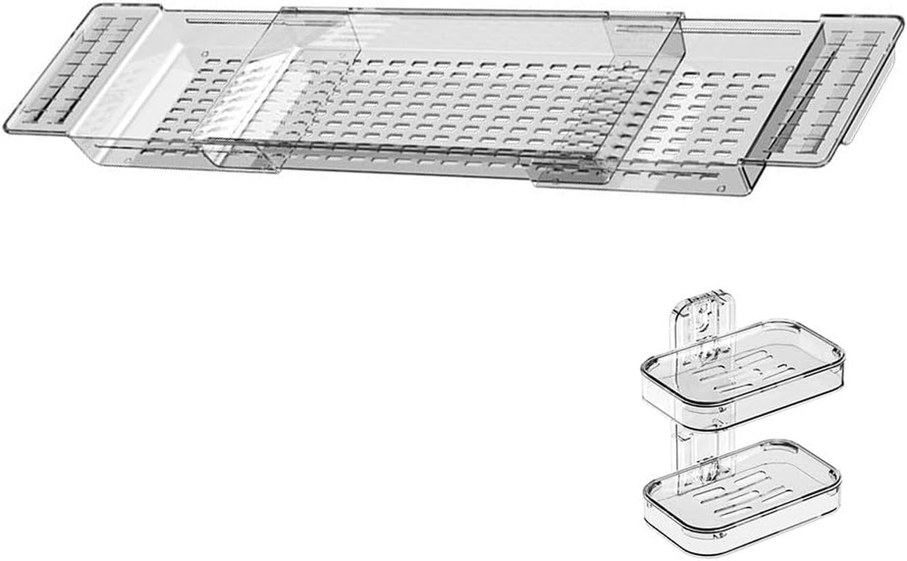 Bathtub Tray Retractable Bathtub Rack Trays Multifunction Storagetub Shelf Bath Tub Tray Table Bath Tub Organizer Acrylic Companion Bathroom for Home Bathtubed, Relaxing Spa image number 1