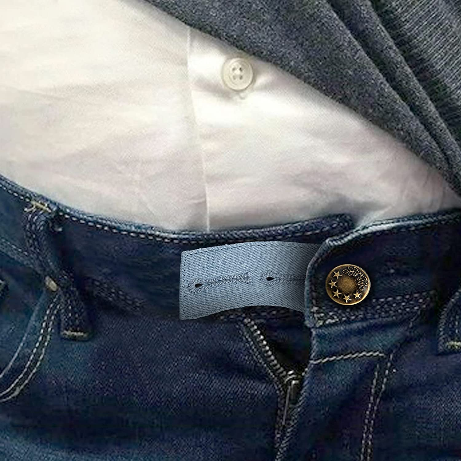 Luter Adjustable Waistband Extenders Jeans Extenders with Mental Button for Pregnancy Men Women Trousers Pants Slacks Skirts image number 3