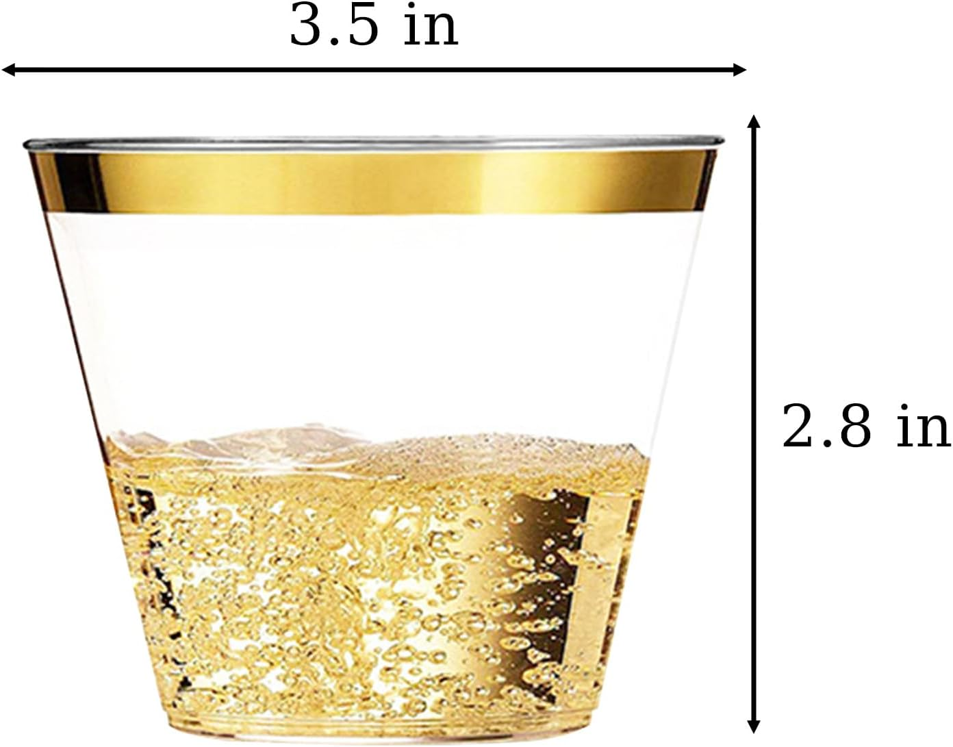 100 Pcs Plastic Cups,Reusable Drinking Cups with Glod Trim,270 Ml Elegant Party Wine Glasses Tumblers Shot Cups Party Cups Plastic for Home Decoration Party Wedding Birthday Camping(9 OZ)