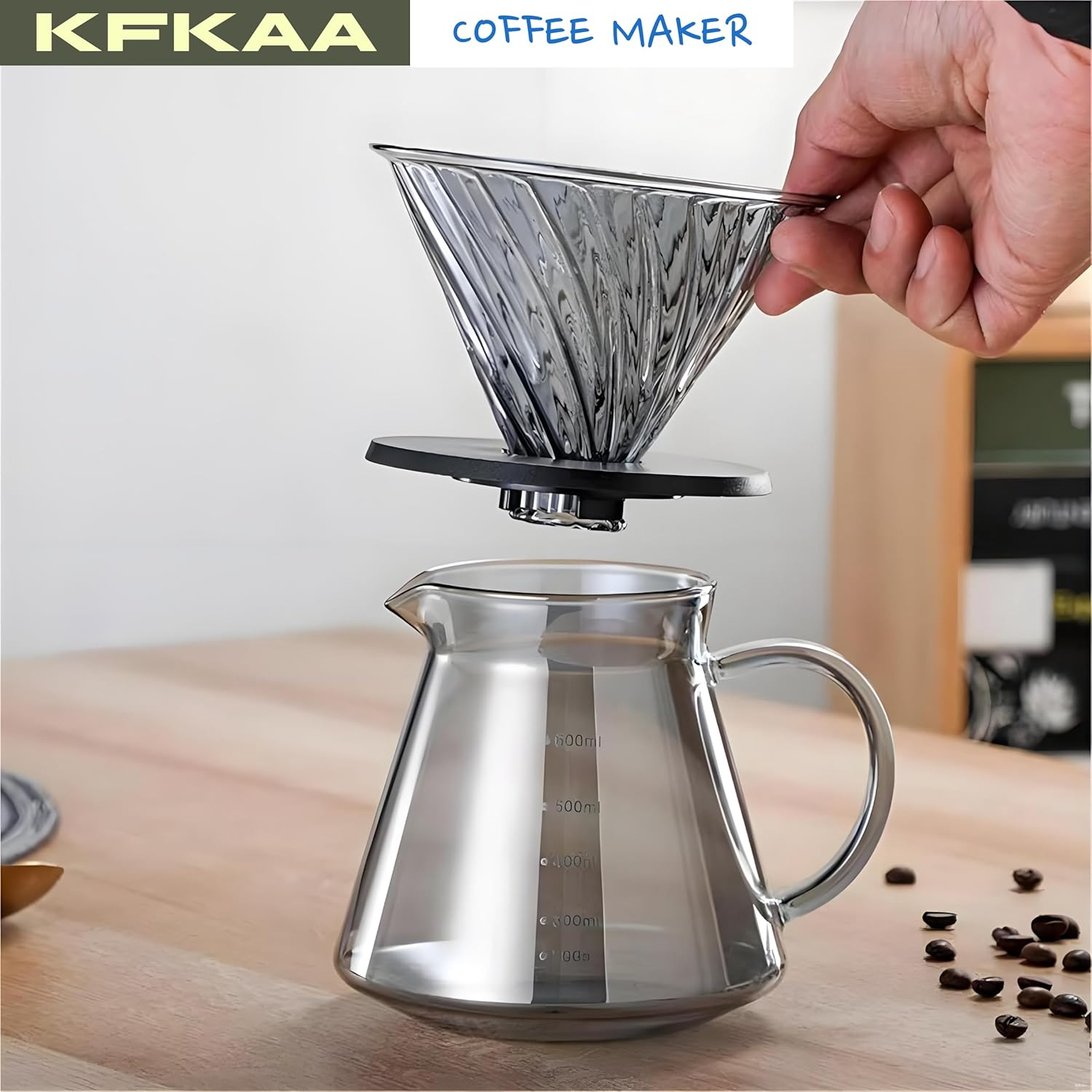 Pour over Coffee Maker 20Oz/600Ml Drip Coffee Machine for Home Cafe Office - Transparent image number 3