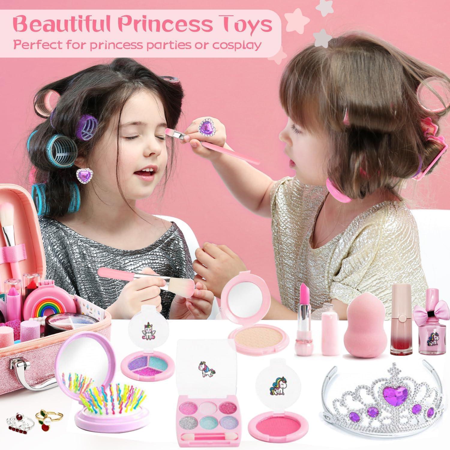 Kids Washable Makeup Girls Toys, Girls Makeup Kit for Kids Make up Set Real Makeup for Kid Little Girls Toddlers Children Princess Christmas Birthday Gifts Toys for 3 4 5 6 7 8 9 10 Year Old (Unicorn)