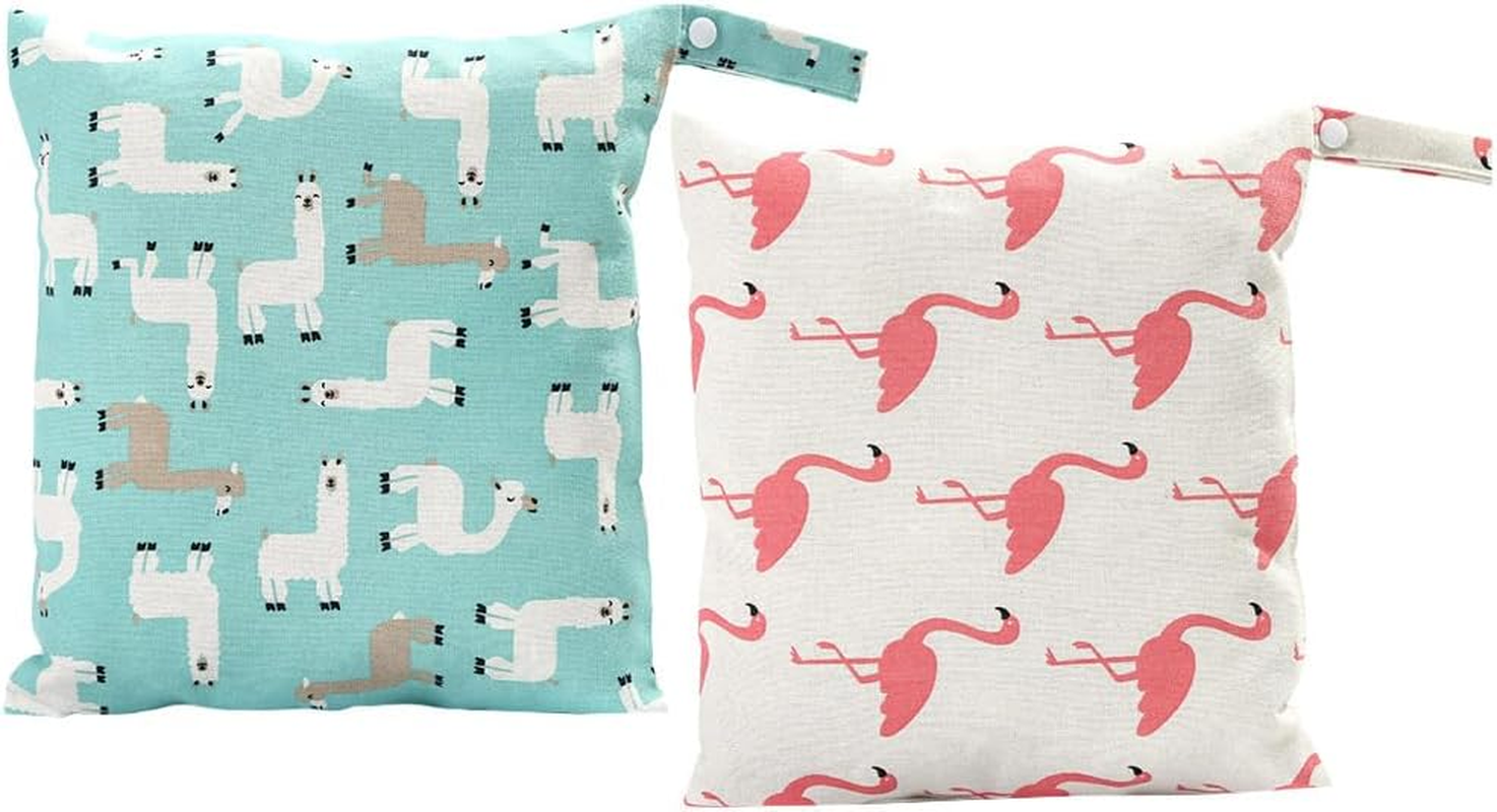 Totority Reusable Wet Dry Diaper Storage Bags 2Pcs Waterproof Linen Hanging Organizer for Baby Nursery, Travel, Clothes, and Diapers image number 3