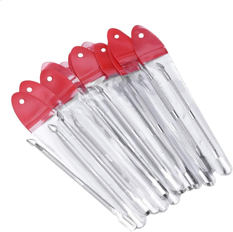 10 Pieces Stainless Steel Cuticle Pusher Cutter Professional Double Ended Metal Manicure Pedicure Tool Pusher for Fingernails, Toenails image number 1