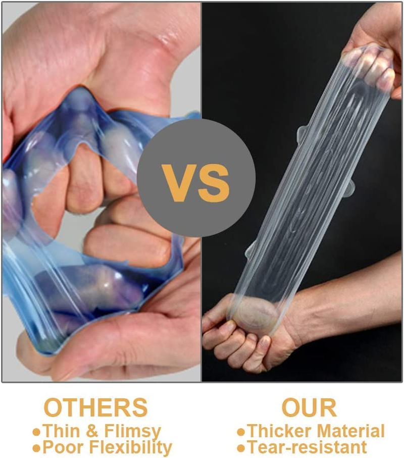 4 Pack Same Size Silicone Stretch Lids, Thicker Reusable Durable Silicone Container Cover, Expandable Food Storage Covers, Dishwasher and Freezer Safe, 5.71In(14.5Cm) image number 3