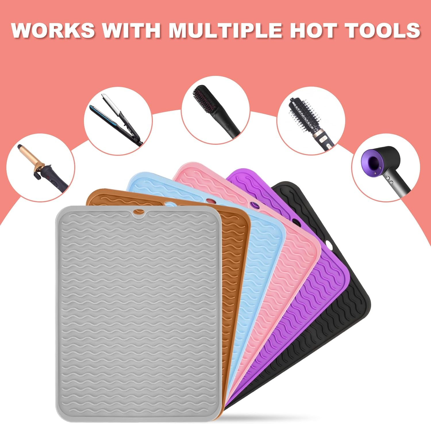 Oversize Silicone Heat Resistant Mat for Curling Iron, Hair Straightener, Flat Irons and Hot Hair Styling Tools, Portable Wrap Cover with Velcro for Home Travel Gym Salon(14.2"" X 11"") image number 6