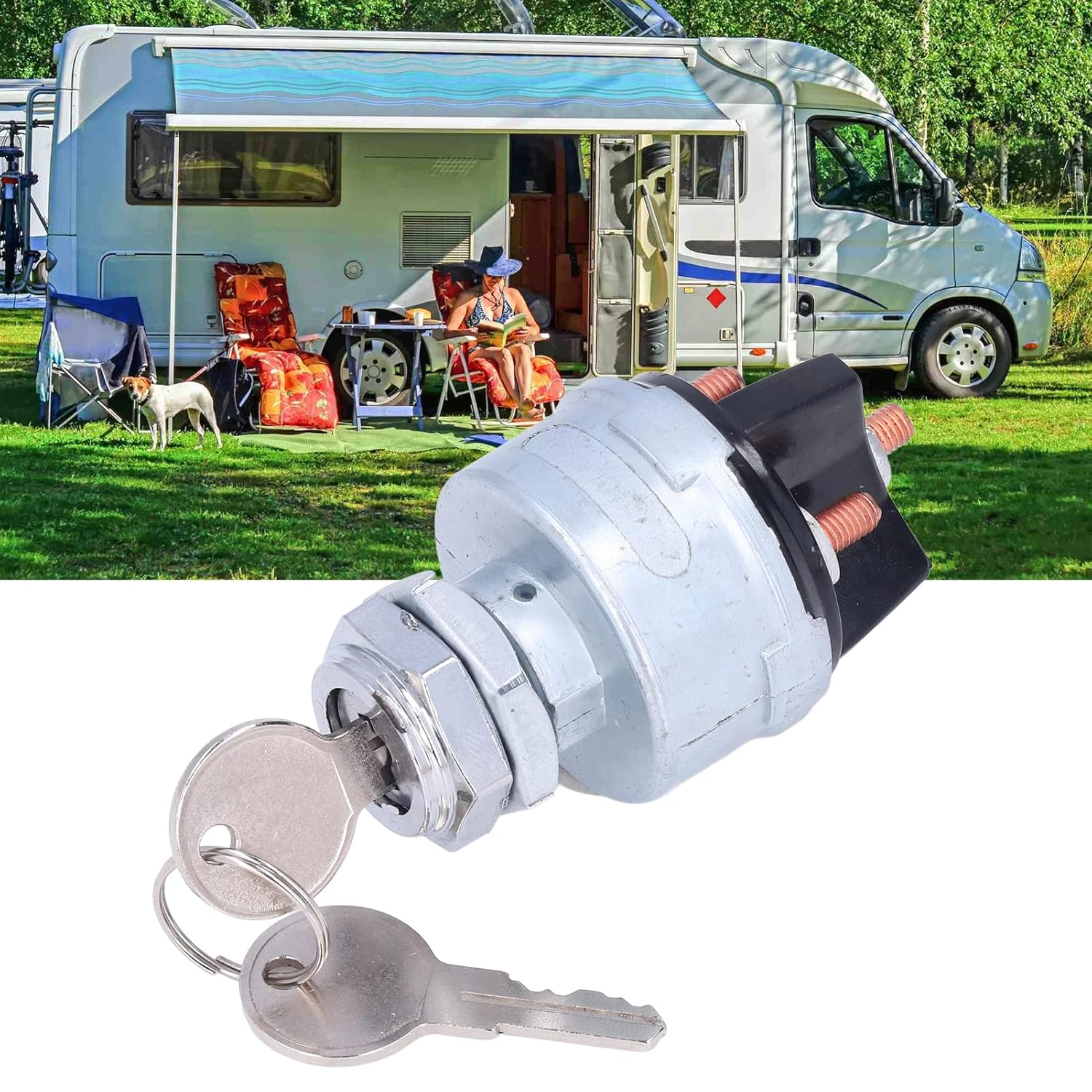 Ignition Key Switch, High Performance Long Service Life 80153 4 Position for Car Truck Agricultural Vehicle Replacement for Jubilee Tractor Trailer