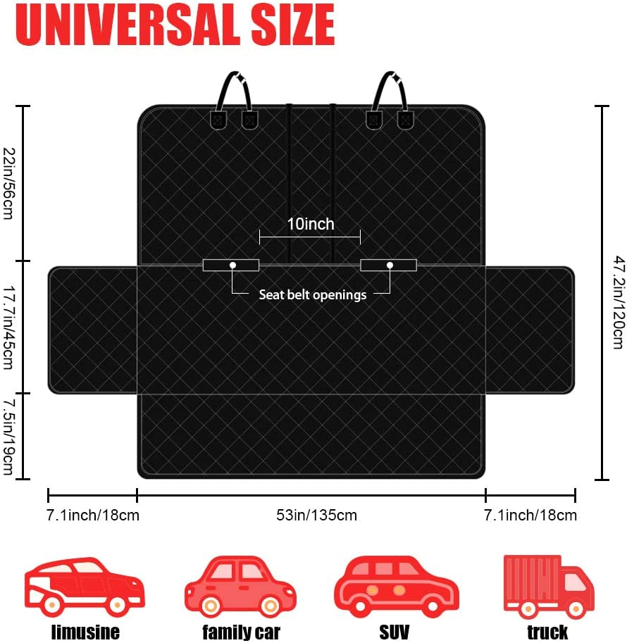 Dog Car Seat Cover Waterproof Back Seat Protector with Mesh Visual Window Scratchproof Nonslip Hammock for Pets Washable Pets Seat Covers for Cars Trucks& Suvs image number 5