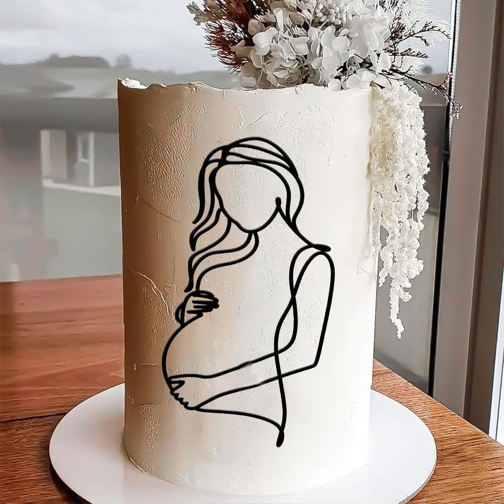Pregnant Lady Baby Shower Cake Topper,Pregnancy Acrylic Baby Cake Charm for Gender Reveal Cake Decoration, Pregnancy Announcement/Wecome Baby Party Supplies(02) image number 5