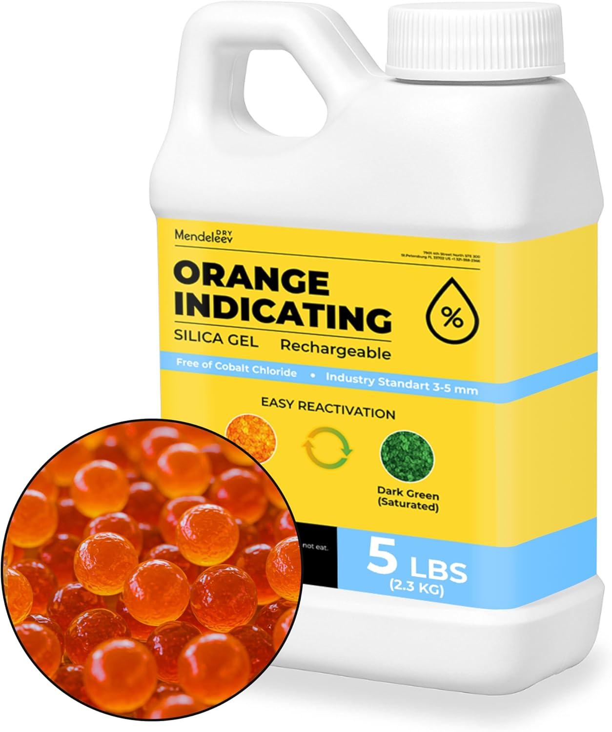 2.3 Kg - 5 LB Orange Silica Desiccant Beads - Indicating Silica Gel Beads Drying Silica Beads Reusable Silica Gel Desiccant Dehumidifier (2.3 Kg - 5 LB) image number 1