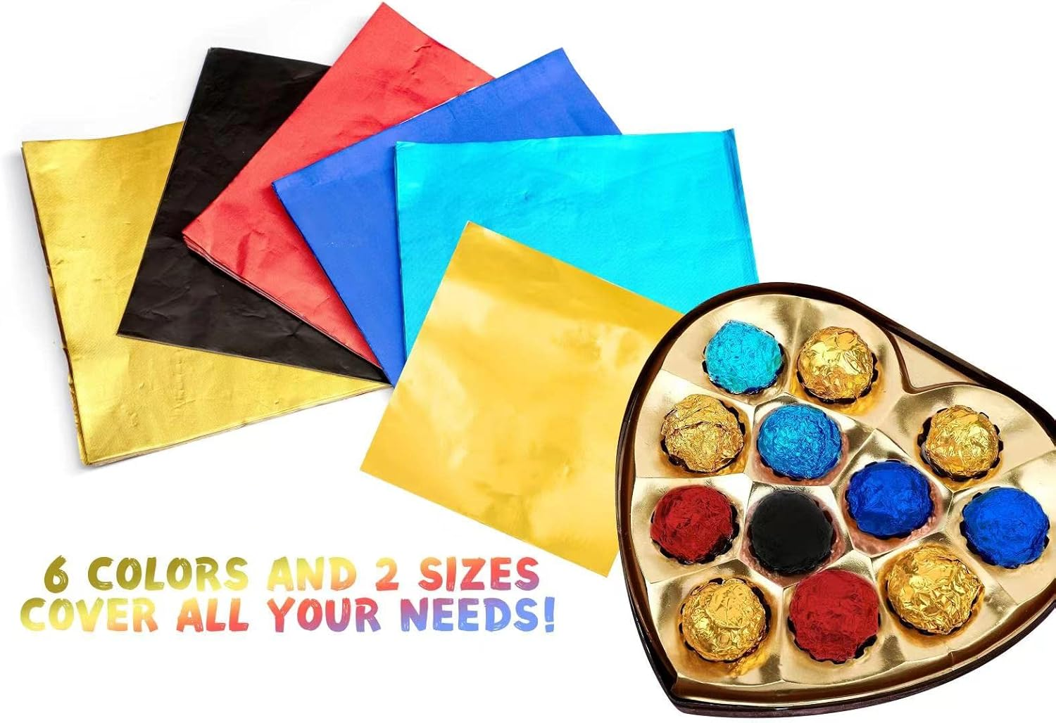 200Pcs Candy Bar Wrappers, 7.8&rdquo; Square Chocolate Bar Wrappers Blue Foil Wrapper Aluminum Individual Packaging Sheets for 4 July Baby Shower Birthday Party Gifts image number 3