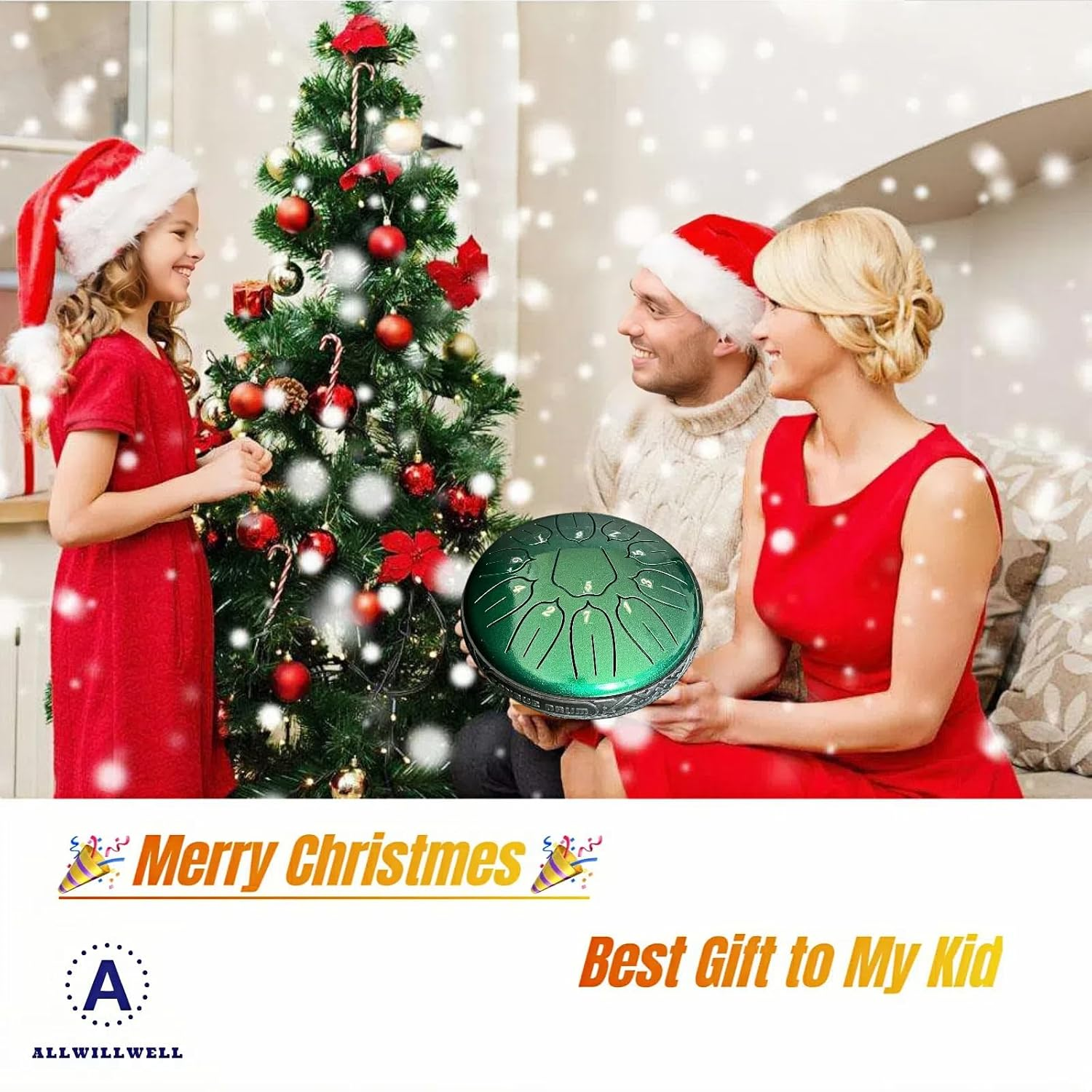 Steel Tongue Drum&Rain Drum - 6" 11-Note Waterproof Percussion | D Tuning | Thick Carbon Steel for Rich Tones | Perfect for Meditation, Yoga & Outdoor Rain Play (GREEN) image number 4