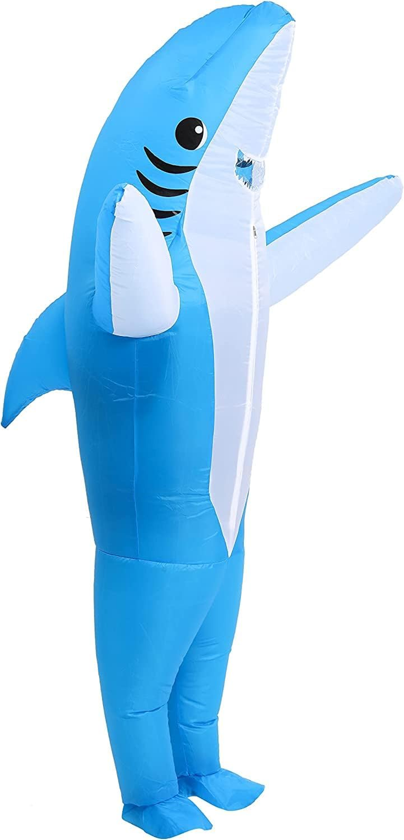Inflatable Shark Costume Air Blow up Jumpsuit Fancy Dress Funny Carcharias Suit for Cosplay Party - Pink image number 6
