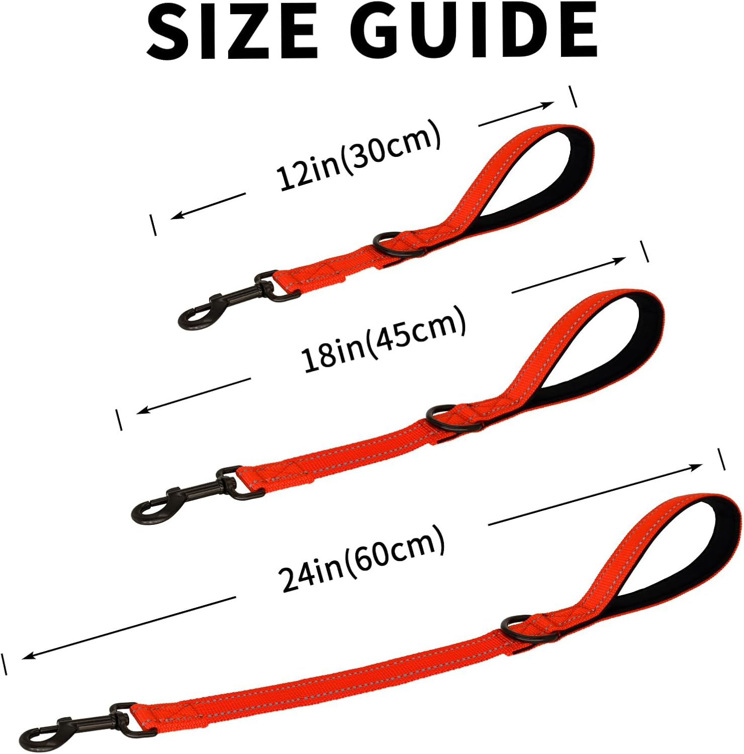 Giecoon Short Dog Leash, Reflective Traffic Leash with Padded Handle, 1 FT Nylon Training Leashes for Small Meidum Large Dogs, Orange - Blue image number 5