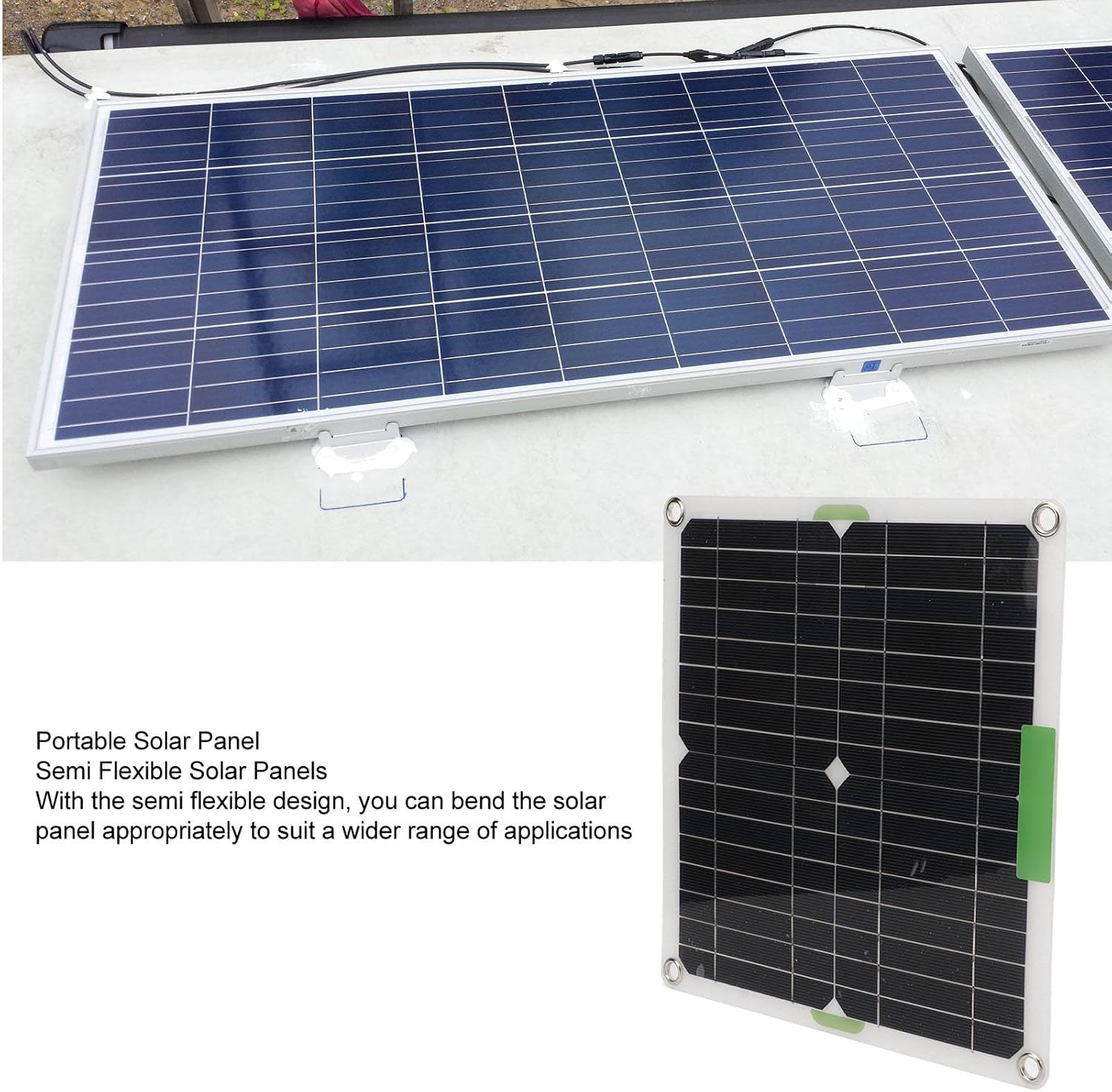 Semi Flexible Solar Panels, High Efficiency 200W 12V Monocrystalline Solar Panel Kit, Solar Panel Trickle Charging Kits for Rvs, Cars, Boats, Camping, 10 in 1 Adapter