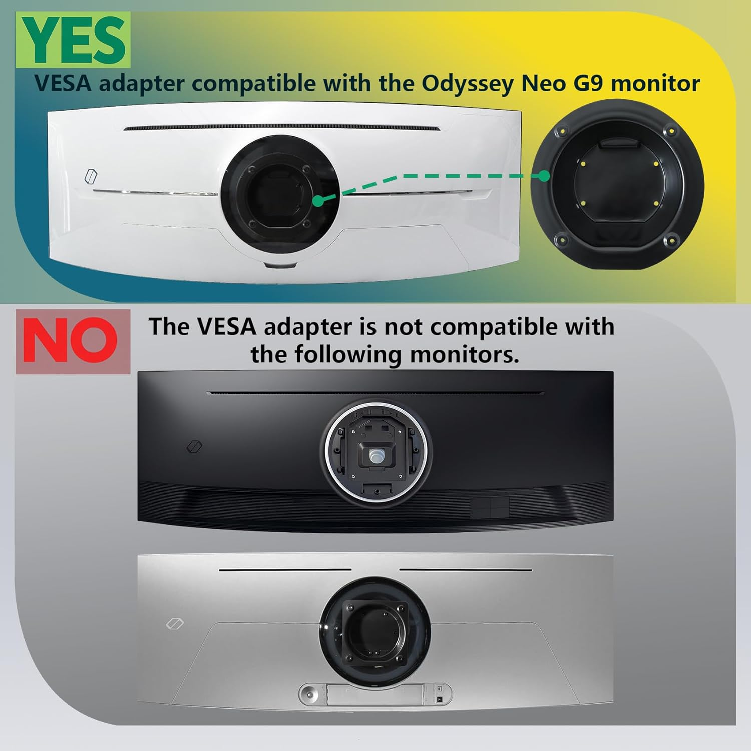 Wall Mount Adapter Bracket Compatible with Samsung 49'' Odyssey Neo G9 Monitors for G95T G97T G95NA （Not Applicable for 49'' Odyssey OLED G9 G93SC G93SD G95C G95SC G95SD ） image number 5