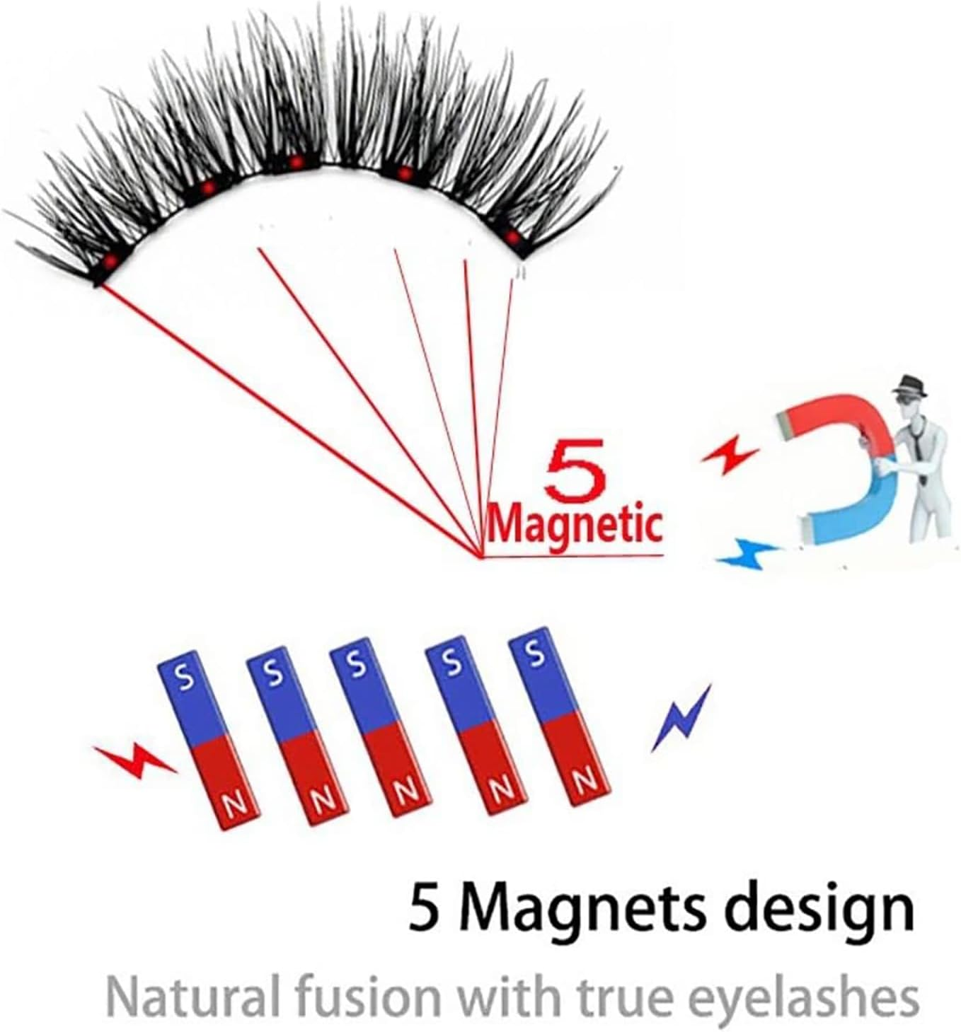 Magnetic Eyelashes with Applicator, Reusable Dual Magnetic Lashes Kit, No Glue or Liner Needed, Easy to Wear, 3D Effect image number 6