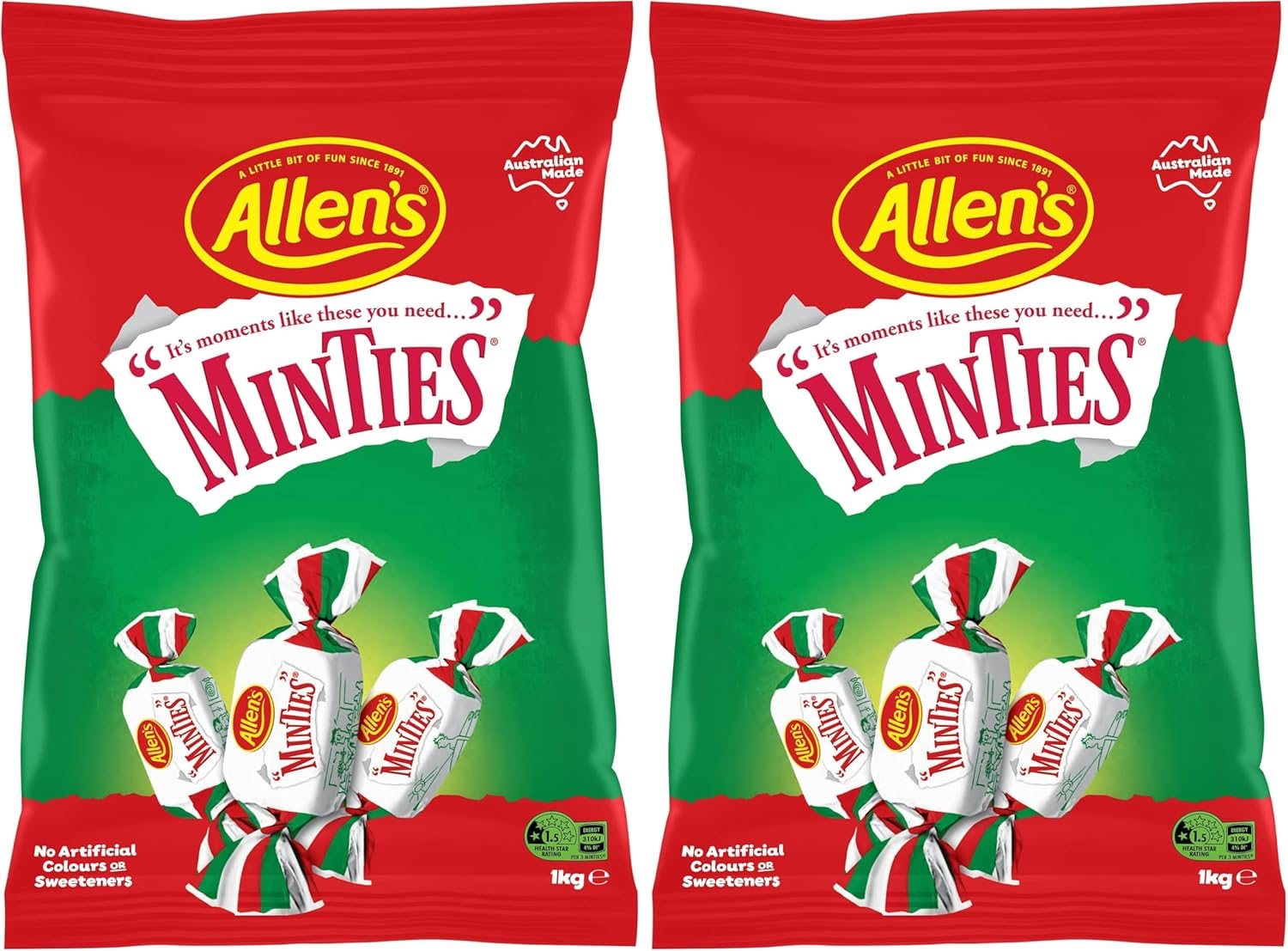 Allens Minties Chewy Bulk Bag Lollies, 1Kg image number 1