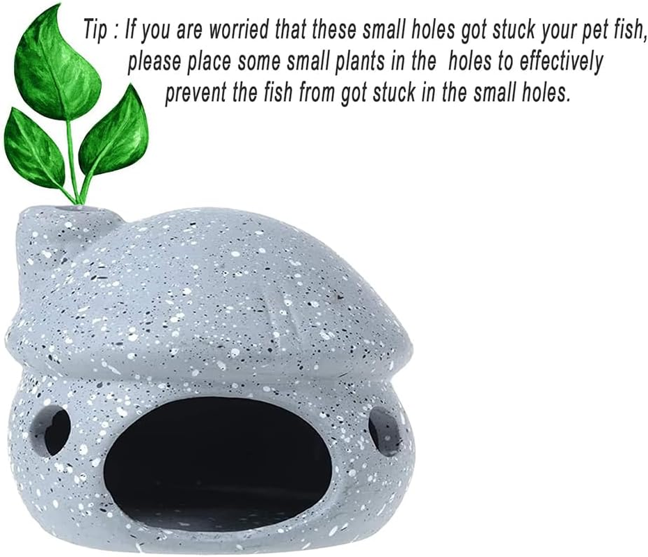 Aquarium Hideaway Decoration Mushroom Shelter, Realistic Betta Hideout Cave for Aquatic Pets to Breed, Play and Rest, Safe and Non-Toxic Ceramic Fish Tank Ornaments, Decor Stone for Betta (Gray) image number 4