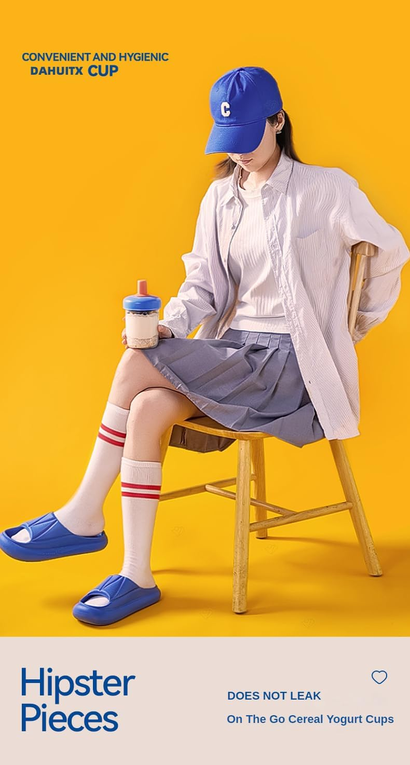 2 Pack Overnight Oats Containers with Lids and Spoons, 13.5 Oz Breakfast Yogurt Cup to Go, for Milk, Cereal, Oatmeal (Pink+Pink)