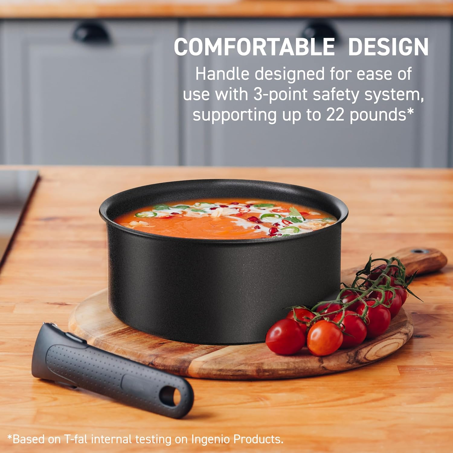 T-FAL Ingenio Nonstick 3 Piece Fry Pan Set Induction Stackable, Detachable Handle, Removable Handle, RV Cookware, Cookware, Pots and Pans, Oven, Broil, Dishwasher Safe Black