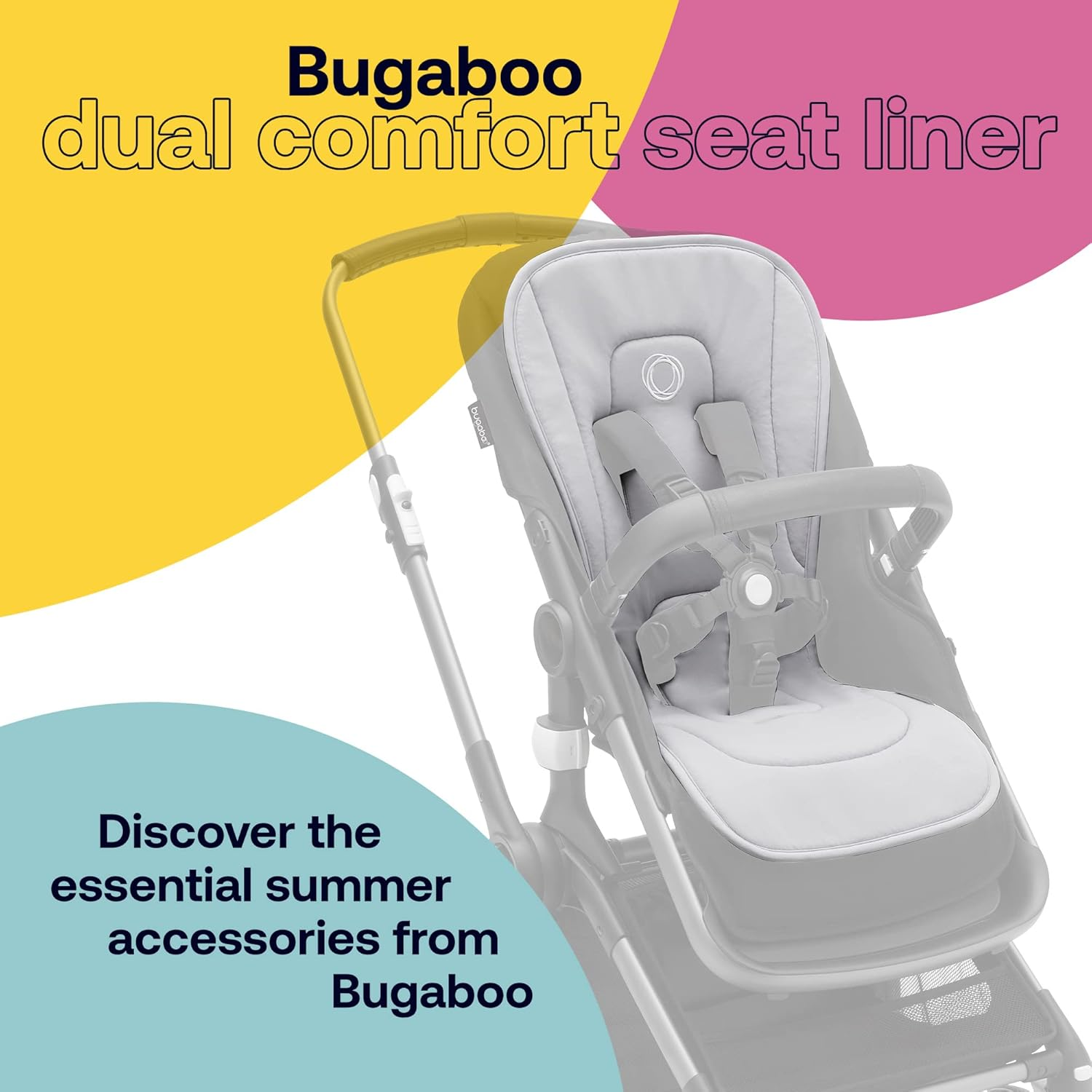 Bugaboo Dual Comfort Seat Liner for Pushchairs, All-Season Comfort, Improved Fit, Compatible with All Bugaboo Strollers, Reversible, Super Soft 3D Mesh, Misty Grey image number 2