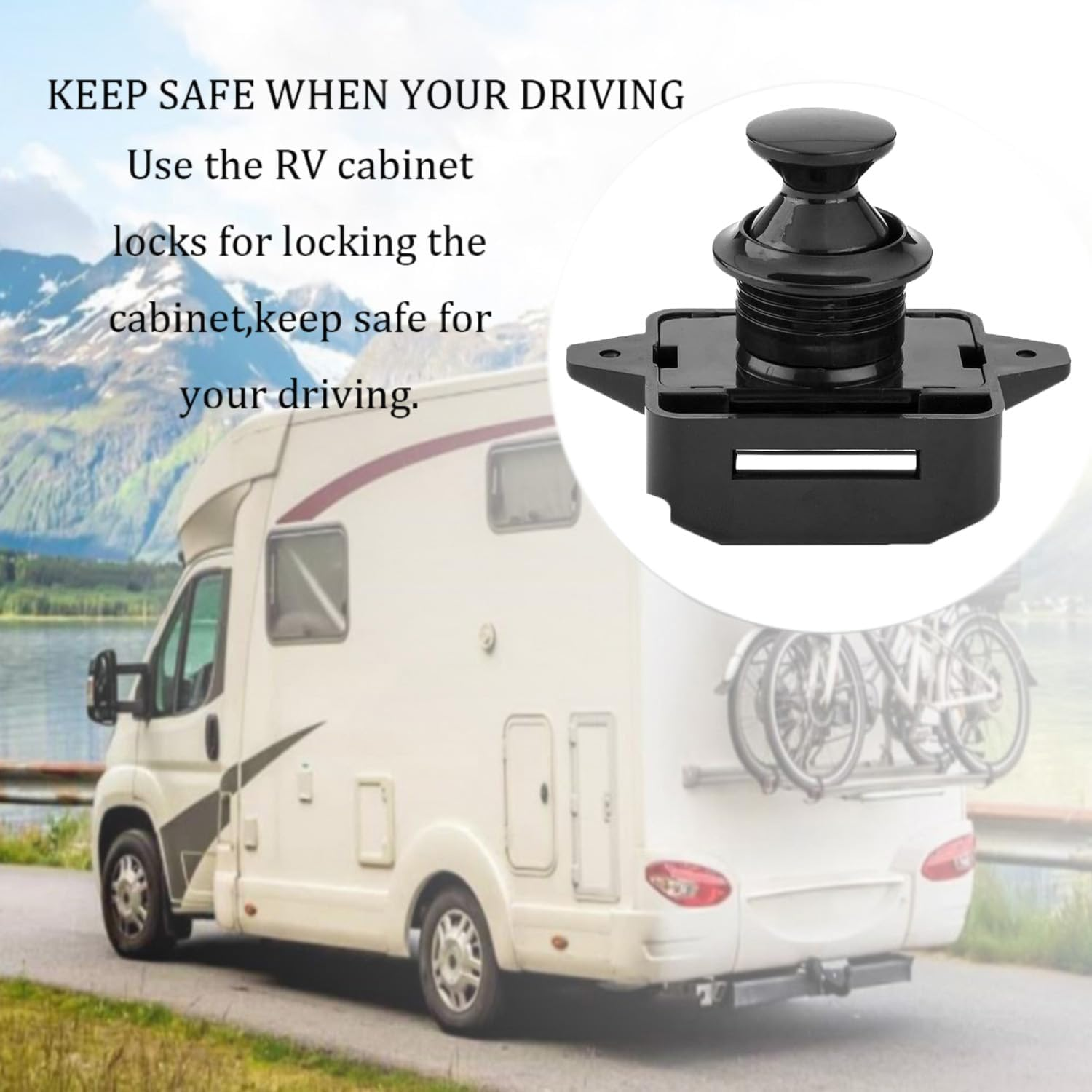 RV Cabinet Locks, ABS Push Button Cabinet Latch for RV Motorhome Camper Truck Caravan Van Yacht Boat Marine, Camper Cupboard Knob RV Cabinet Latches (5PC Black), MST02 - 10 Pc Pearl Nickel image number 4