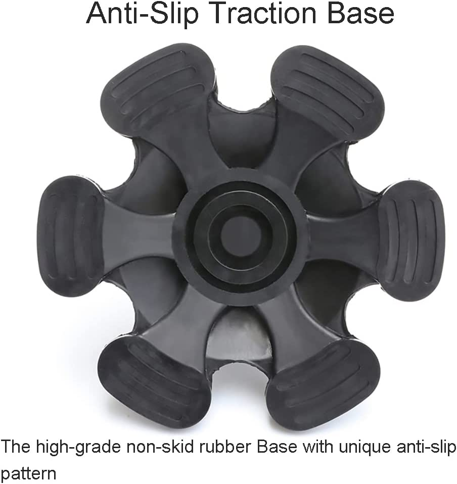 Cane Tip with 6 Support Rubber Foot for Walking Canes 3/4 Inch Shaft, Self-Standing, Anti-Slip Stable 6 Point Cane Tip Universal 6 Leg Attachment for Walking Stick (Black)