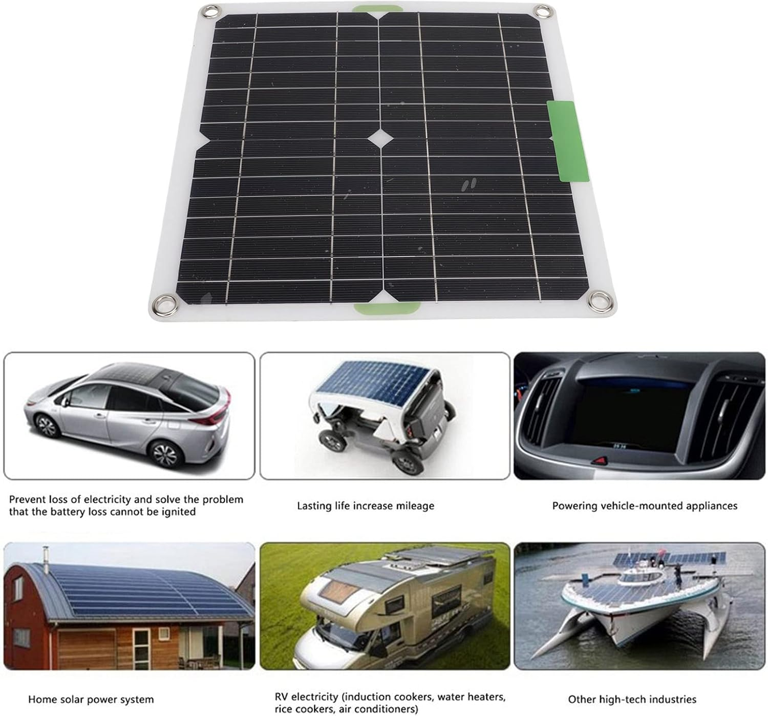 Semi Flexible Solar Panels, High Efficiency 200W 12V Monocrystalline Solar Panel Kit, Solar Panel Trickle Charging Kits for Rvs, Cars, Boats, Camping, 10 in 1 Adapter image number 2