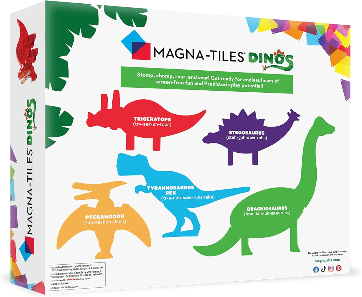 Magna‑Tiles Dinos Magnetic Construction Toy Set &ndash; 5-Piece Magnetic Dinosaur Tiles &ndash; Creative STEM Building Play for Kids, Compatible with Other Magna-Tiles, Ages 3+ image number 2
