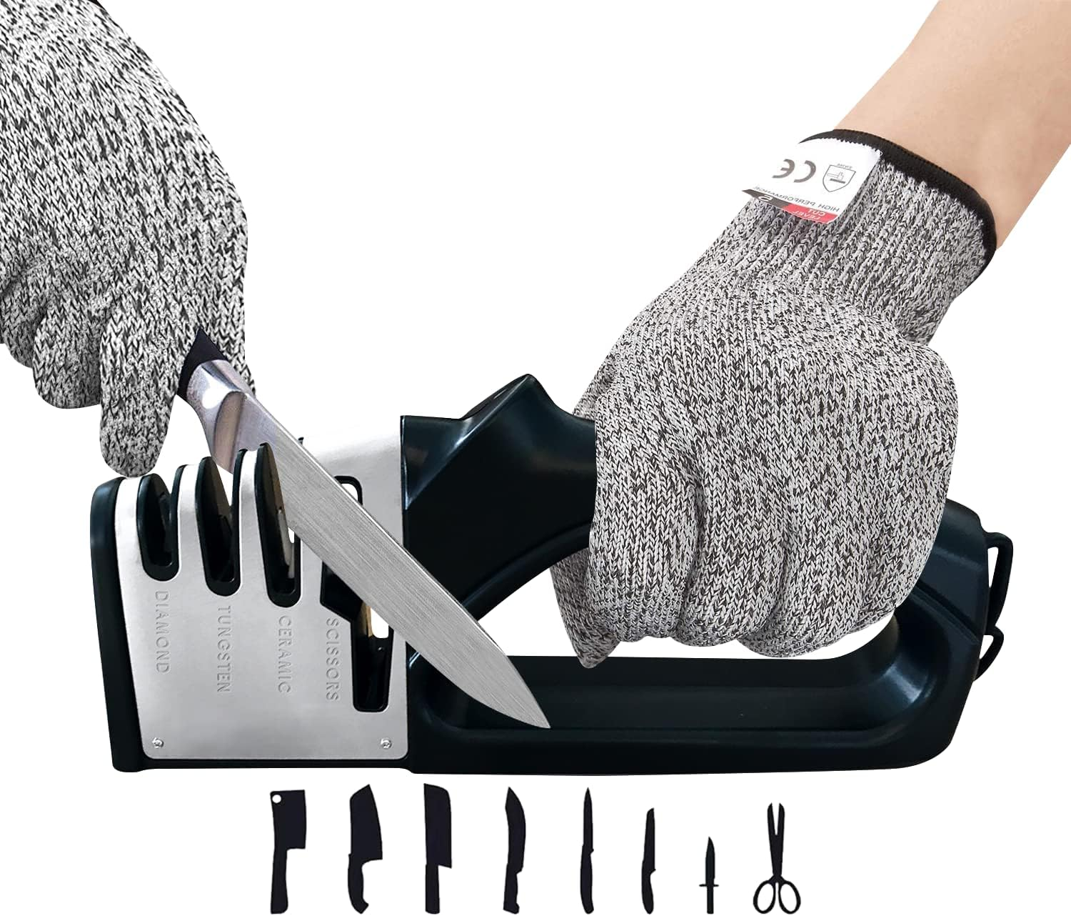 4-In-1 Kitchen Knife Sharpener,Stable Non-Slip Base,Really Works for Ceramic and Steel Knives, Scissors.It Can Play a Great Role in the Tool Room or Kitchen image number 1